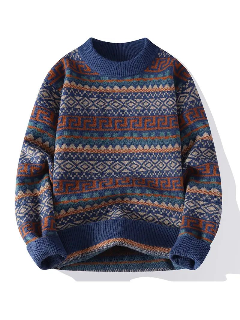 Men’s Color Block Knit Sweater Teezify™ Unisex Cozy Knitwear