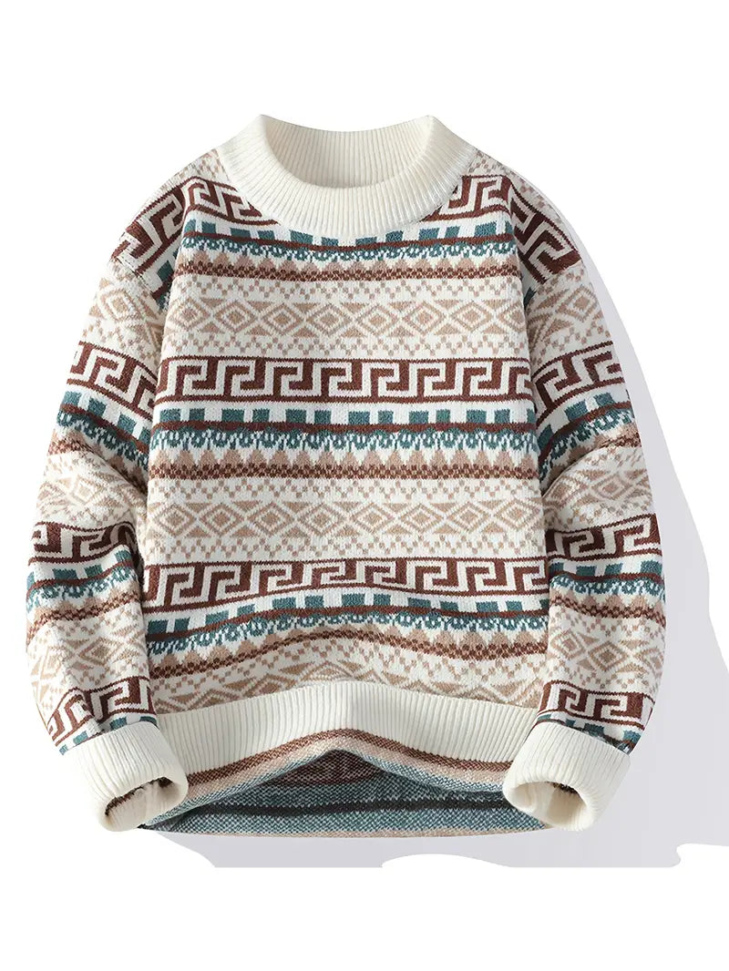 Men’s Color Block Knit Sweater Teezify™ Unisex Cozy Knitwear