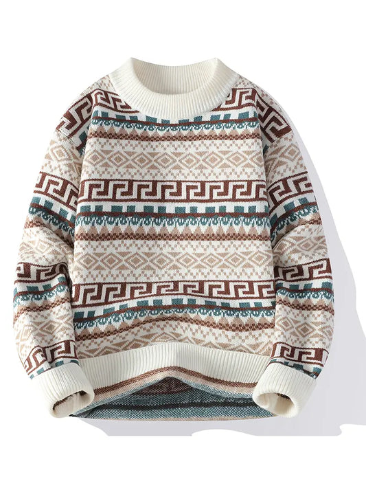 Men’s Color Block Knit Sweater Teezify™ Unisex Cozy Knitwear