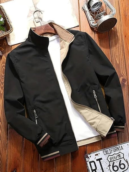 🧥 Men’s Classic Olive Green Bomber Jacket – Lightweight Windbreaker for All Seasons