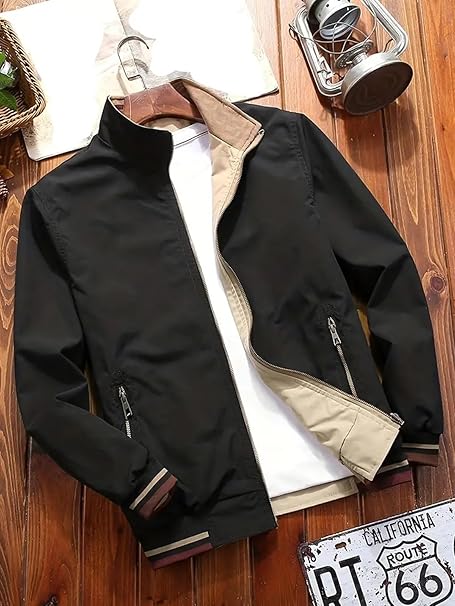 🧥 Men’s Classic Olive Green Bomber Jacket – Lightweight Windbreaker for All Seasons