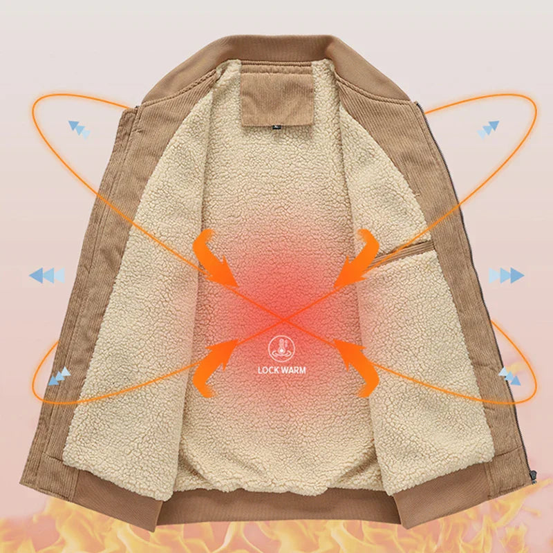 Teezify Men’s Winter Corduroy Fleece Jacket – Warm & Stylish Outerwear