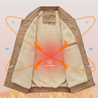 Teezify Men’s Winter Corduroy Fleece Jacket – Warm & Stylish Outerwear