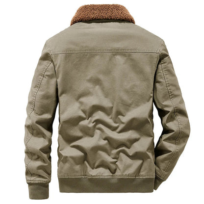 Teezify Men’s Fleece Tactical Jacket with Fur Collar – Warm & Rugged Outerwear