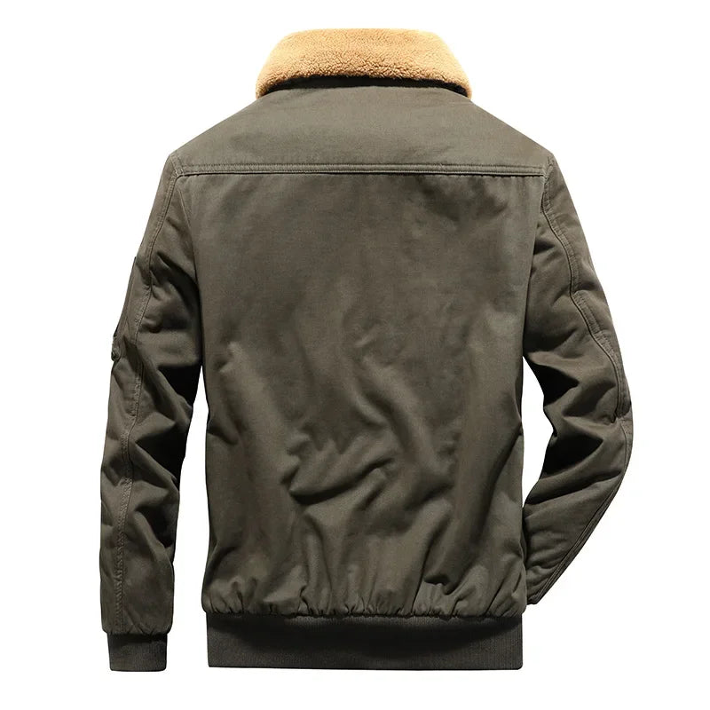 Teezify Men’s Winter Bomber Jacket – Slim Fit Multi-Pocket Warm Coat